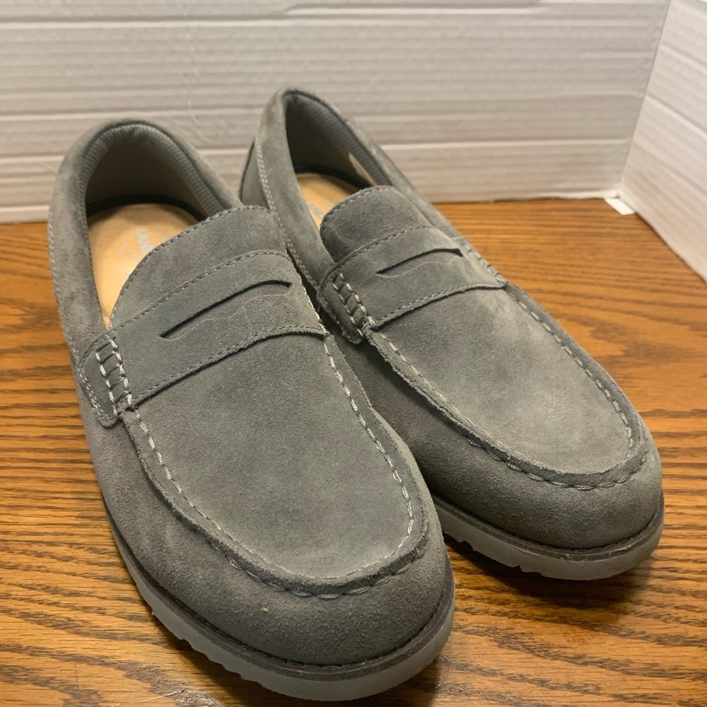 Lands' End Gray Penny Loafers Sleek Suede Slip-Ons Size 11D lightweight Flexble